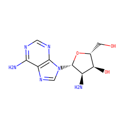 Nc1ncnc2c1ncn2[C@@H]1O[C@H](CO)[C@@H](O)[C@H]1N ZINC000053204366
