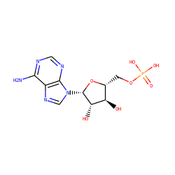 Nc1ncnc2c1ncn2[C@@H]1O[C@H](COP(=O)(O)O)[C@@H](O)[C@@H]1O ZINC000002126310