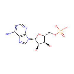 Nc1ncnc2c1ncn2[C@@H]1O[C@H](COP(=O)(O)O)[C@@H](O)[C@H]1O ZINC000003860156