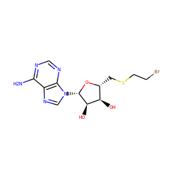 Nc1ncnc2c1ncn2[C@@H]1O[C@H](CSCCBr)[C@@H](O)[C@H]1O ZINC000013823947