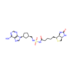 Nc1ncnc2c1ncn2[C@H]1CC[C@@H](CNS(=O)(=O)NC(=O)CCCC[C@@H]2SC[C@@H]3NC(=O)N[C@H]23)C1 ZINC000263621207