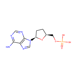 Nc1ncnc2c1ncn2[C@H]1CC[C@@H](COP(=O)(O)O)O1 ZINC000001610956