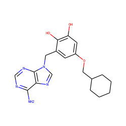 Nc1ncnc2c1ncn2Cc1cc(OCC2CCCCC2)cc(O)c1O ZINC000049125126
