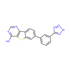 Nc1ncnc2c1sc1cc(-c3cccc(-c4nn[nH]n4)c3)ccc12 ZINC000205456818