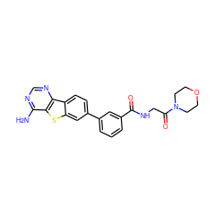 Nc1ncnc2c1sc1cc(-c3cccc(C(=O)NCC(=O)N4CCOCC4)c3)ccc12 ZINC000203679454