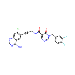 Nc1ncnc2cc(Cl)c(C#CCNC(=O)c3cncn(Cc4ccc(F)c(F)c4)c3=O)cc12 ZINC000169688238