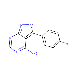 Nc1ncnc2n[nH]c(-c3ccc(Cl)cc3)c12 ZINC000034332971