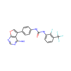 Nc1ncnc2occ(-c3ccc(NC(=O)Nc4cccc(C(F)(F)F)c4F)cc3)c12 ZINC000103257502