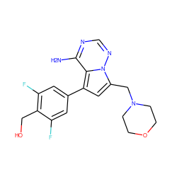 Nc1ncnn2c(CN3CCOCC3)cc(-c3cc(F)c(CO)c(F)c3)c12 ZINC000205819077