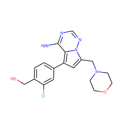 Nc1ncnn2c(CN3CCOCC3)cc(-c3ccc(CO)c(Cl)c3)c12 ZINC000224959143