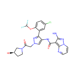 Nc1nn2cccnc2c1C(=O)Nc1cn(CC(=O)N2CC[C@@H](O)C2)nc1-c1cc(Cl)ccc1OC(F)F ZINC001772578402