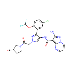 Nc1nn2cccnc2c1C(=O)Nc1cn(CC(=O)N2CC[C@H](O)C2)nc1-c1cc(Cl)ccc1OC(F)F ZINC001772592634