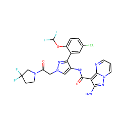 Nc1nn2cccnc2c1C(=O)Nc1cn(CC(=O)N2CCC(F)(F)C2)nc1-c1cc(Cl)ccc1OC(F)F ZINC001772633520