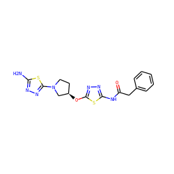 Nc1nnc(N2CC[C@@H](Oc3nnc(NC(=O)Cc4ccccc4)s3)C2)s1 ZINC000653702248