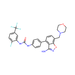 Nc1noc2c(CN3CCOCC3)ccc(-c3ccc(NC(=O)Nc4cc(C(F)(F)F)ccc4F)cc3)c12 ZINC000063539427
