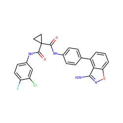 Nc1noc2cccc(-c3ccc(NC(=O)C4(C(=O)Nc5ccc(F)c(Cl)c5)CC4)cc3)c12 ZINC000299870180