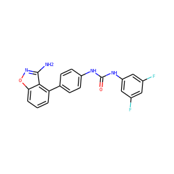Nc1noc2cccc(-c3ccc(NC(=O)Nc4cc(F)cc(F)c4)cc3)c12 ZINC000014975407