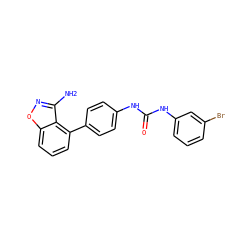 Nc1noc2cccc(-c3ccc(NC(=O)Nc4cccc(Br)c4)cc3)c12 ZINC000014975373