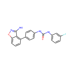 Nc1noc2cccc(-c3ccc(NC(=O)Nc4cccc(F)c4)cc3)c12 ZINC000014975370