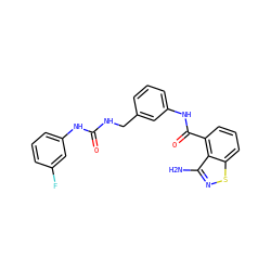 Nc1nsc2cccc(C(=O)Nc3cccc(CNC(=O)Nc4cccc(F)c4)c3)c12 ZINC000063539352