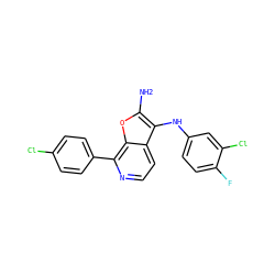 Nc1oc2c(-c3ccc(Cl)cc3)nccc2c1Nc1ccc(F)c(Cl)c1 ZINC000223011191