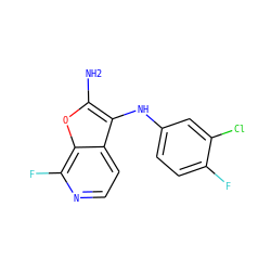 Nc1oc2c(F)nccc2c1Nc1ccc(F)c(Cl)c1 ZINC000222811576