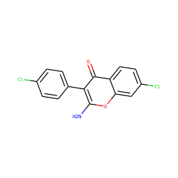 Nc1oc2cc(Cl)ccc2c(=O)c1-c1ccc(Cl)cc1 ZINC000101504547