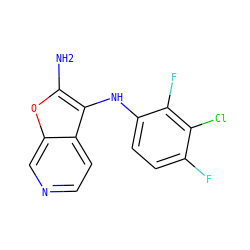 Nc1oc2cnccc2c1Nc1ccc(F)c(Cl)c1F ZINC000222977763