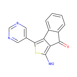 Nc1sc(-c2cncnc2)c2c1C(=O)c1ccccc1-2 ZINC000064485775