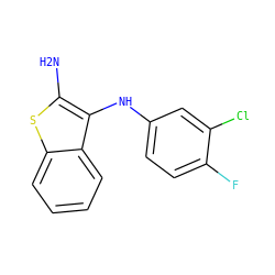 Nc1sc2ccccc2c1Nc1ccc(F)c(Cl)c1 ZINC000223028375
