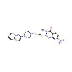 Nn1c(SCCCN2CCN(c3ccc4ccccc4n3)CC2)nc2cc([N+](=O)[O-])ccc2c1=O ZINC000059855250