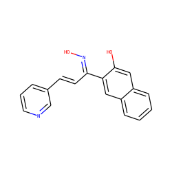 O/N=C(\C=C\c1cccnc1)c1cc2ccccc2cc1O ZINC000473249337
