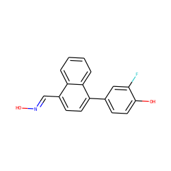 O/N=C/c1ccc(-c2ccc(O)c(F)c2)c2ccccc12 ZINC000028819880