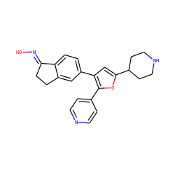 O/N=C1\CCc2cc(-c3cc(C4CCNCC4)oc3-c3ccncc3)ccc21 ZINC000004836270