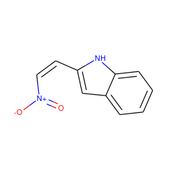 O=[N+]([O-])/C=C\c1cc2ccccc2[nH]1 ZINC000057677374