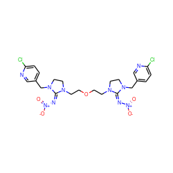 O=[N+]([O-])/N=C1/N(CCOCCN2CCN(Cc3ccc(Cl)nc3)/C2=N\[N+](=O)[O-])CCN1Cc1ccc(Cl)nc1 ZINC000103220780