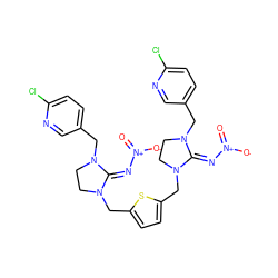 O=[N+]([O-])/N=C1\N(Cc2ccc(Cl)nc2)CCN1Cc1ccc(CN2CCN(Cc3ccc(Cl)nc3)/C2=N\[N+](=O)[O-])s1 ZINC000103222551