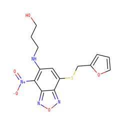 O=[N+]([O-])c1c(NCCCO)cc(SCc2ccco2)c2nonc12 ZINC000004672880