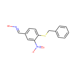 O=[N+]([O-])c1cc(/C=N/O)ccc1SCc1ccccc1 ZINC000008672012