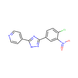 O=[N+]([O-])c1cc(-c2n[nH]c(-c3ccncc3)n2)ccc1Cl ZINC000040169658