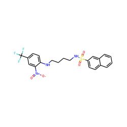 O=[N+]([O-])c1cc(C(F)(F)F)ccc1NCCCCNS(=O)(=O)c1ccc2ccccc2c1 ZINC000008672246