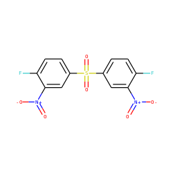 O=[N+]([O-])c1cc(S(=O)(=O)c2ccc(F)c([N+](=O)[O-])c2)ccc1F ZINC000001596706