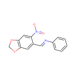 O=[N+]([O-])c1cc2c(cc1/C=N/c1ccccc1)OCO2 ZINC000018286596