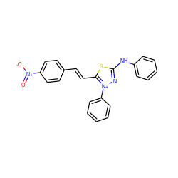 O=[N+]([O-])c1ccc(/C=C/c2sc(Nc3ccccc3)n[n+]2-c2ccccc2)cc1 ZINC000028712430