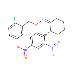 O=[N+]([O-])c1ccc([C@H]2CCCC/C2=N/OCc2ccccc2F)c([N+](=O)[O-])c1 ZINC000029764066