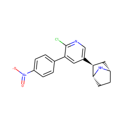 O=[N+]([O-])c1ccc(-c2cc([C@H]3C[C@@H]4CC[C@H]3N4)cnc2Cl)cc1 ZINC000049784936