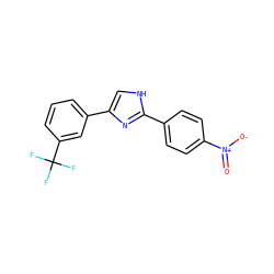 O=[N+]([O-])c1ccc(-c2nc(-c3cccc(C(F)(F)F)c3)c[nH]2)cc1 ZINC000040877818