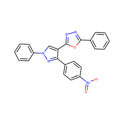 O=[N+]([O-])c1ccc(-c2nn(-c3ccccc3)cc2-c2nnc(-c3ccccc3)o2)cc1 ZINC000064527745