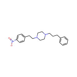 O=[N+]([O-])c1ccc(CCN2CCN(CCCc3ccccc3)CC2)cc1 ZINC000013782171