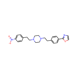 O=[N+]([O-])c1ccc(CCN2CCN(CCc3ccc(-c4ncco4)cc3)CC2)cc1 ZINC000095562412